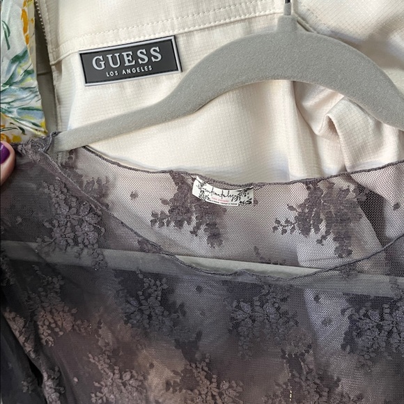 NWT Free People Intimately Women's Sheer Gray/Black Lace Maxi Dress M - Picture 2 of 3